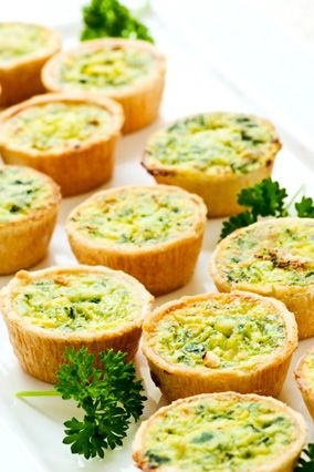 Mini quiche appetizer tray for bridal shower catering by Rx Catering