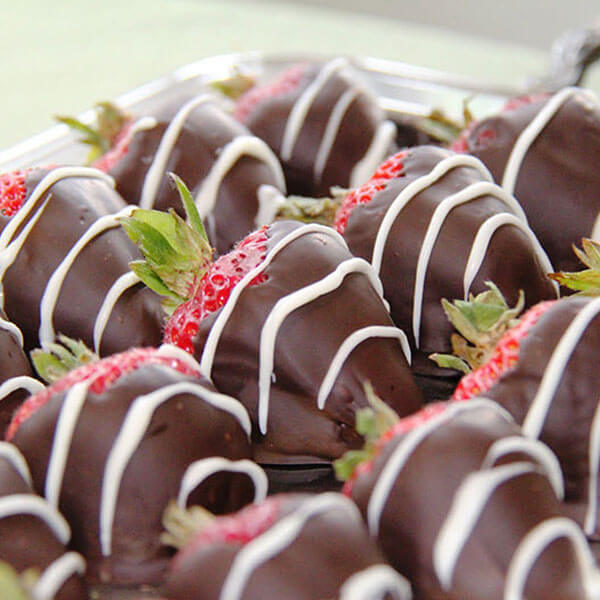 Chocolate covered strawberries for anniversary dessert catering by Rx Catering