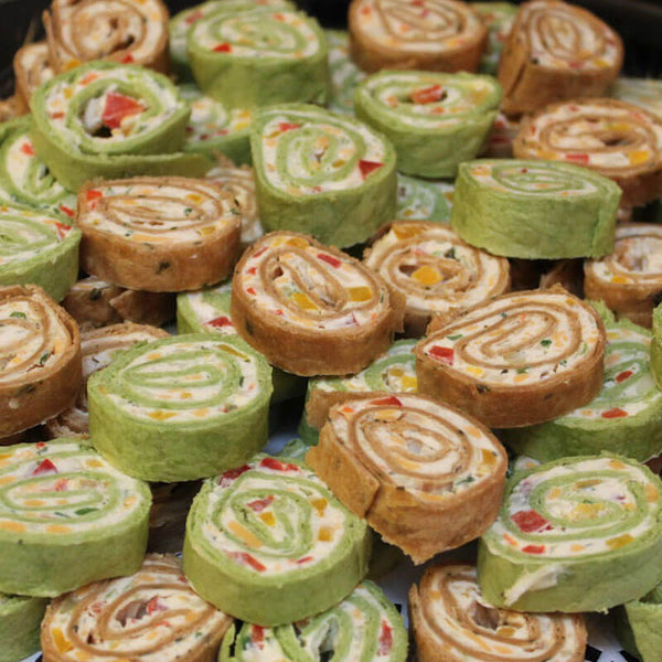 Tortilla pinwheels appetizer platter for baby shower catering by Rx Catering